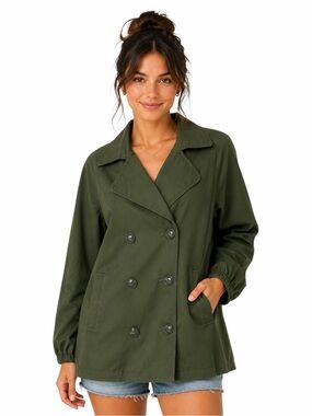 Cabi – Expedition Jacket Utility Trench l – Olive Green Military Coat – Sz. S